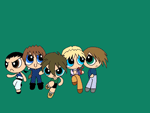 Almost illegally cute Gundam Wing pilots in Powerpuff form.